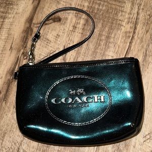 Dark Green Shimmery Coach Wristlet